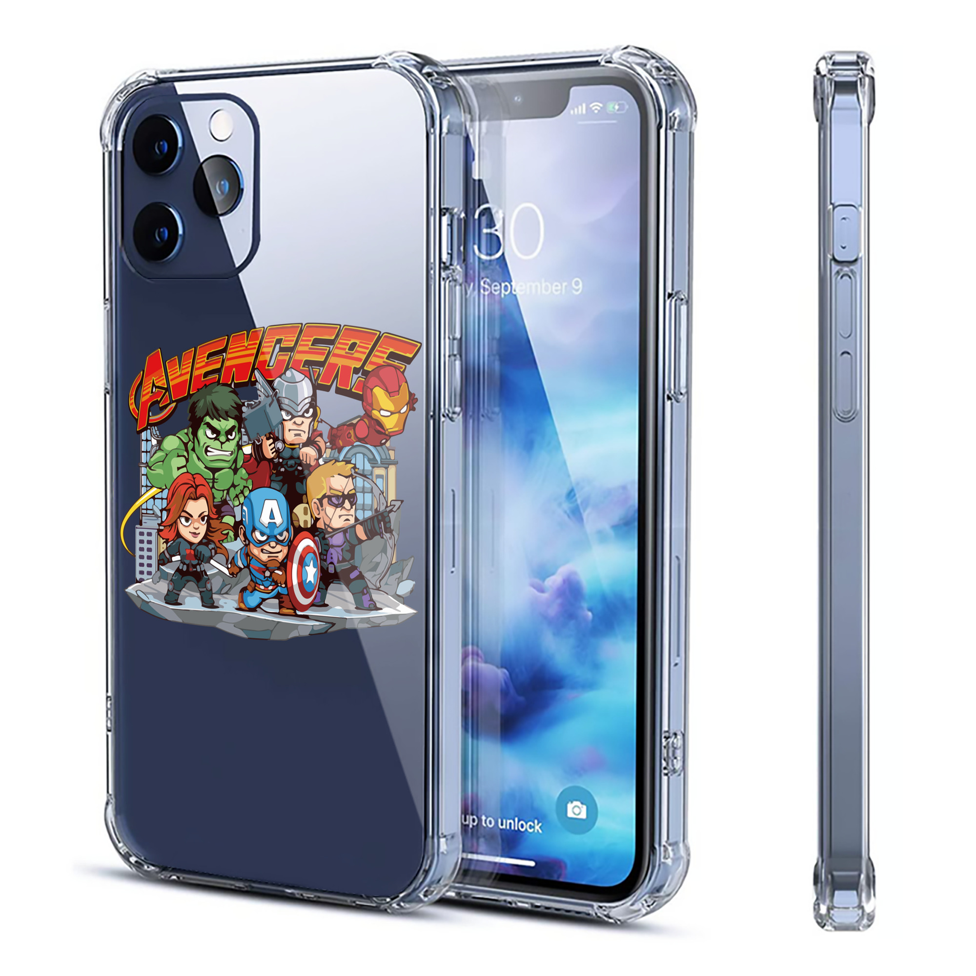 （画像用） アベンジャーズ The Avengers 【iPhone 12シリーズ対応】透明スマホケース（クリアソフトケース）